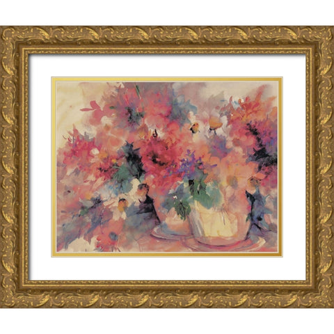 Bouquet Abstract I Gold Ornate Wood Framed Art Print with Double Matting by Unknown