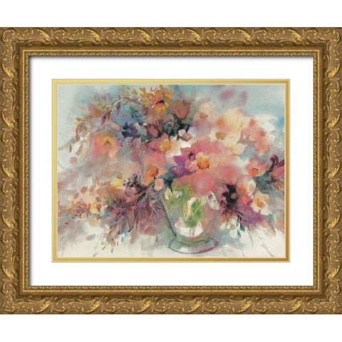 Bouquet Abstract II Gold Ornate Wood Framed Art Print with Double Matting by Unknown