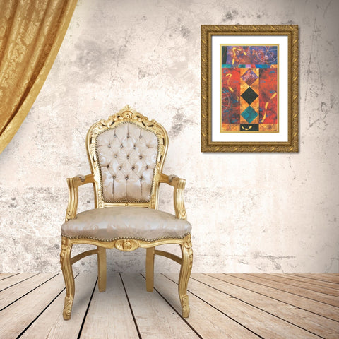 Quilt Abstract I Gold Ornate Wood Framed Art Print with Double Matting by Unknown