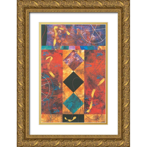 Quilt Abstract I Gold Ornate Wood Framed Art Print with Double Matting by Unknown