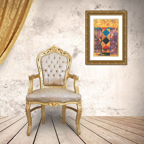 Quilt Abstract II Gold Ornate Wood Framed Art Print with Double Matting by Unknown