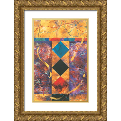Quilt Abstract II Gold Ornate Wood Framed Art Print with Double Matting by Unknown