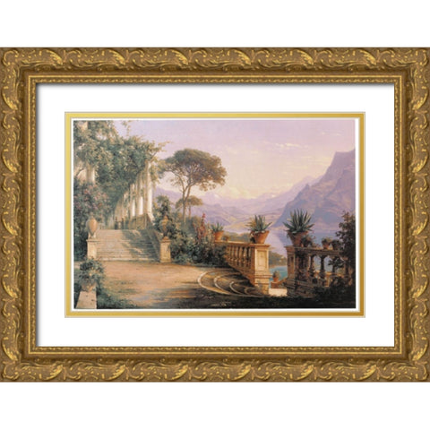 Pompeii Gold Ornate Wood Framed Art Print with Double Matting by Unknown