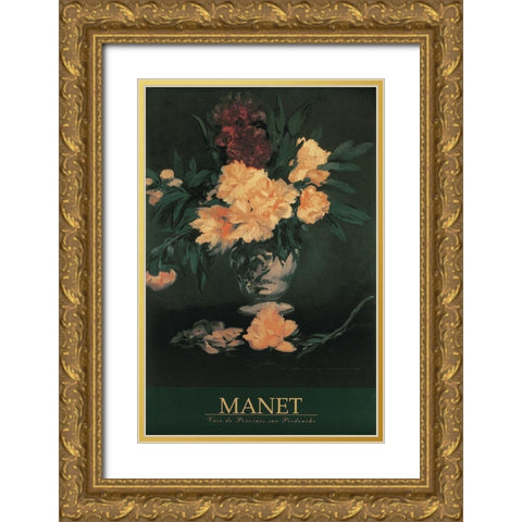 Manet Floral Gold Ornate Wood Framed Art Print with Double Matting by Manet