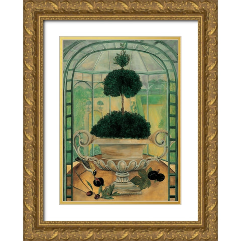 Topiary II Gold Ornate Wood Framed Art Print with Double Matting by Unknown