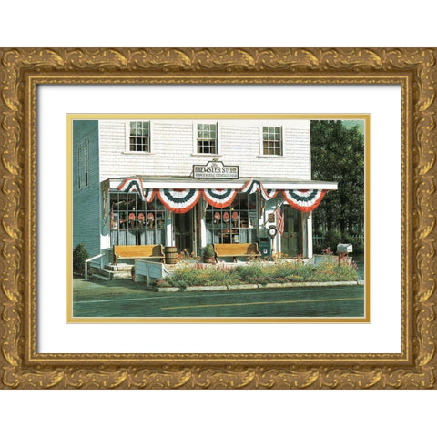 General Store Gold Ornate Wood Framed Art Print with Double Matting by Unknown