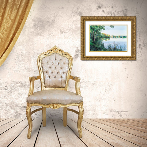 Laleside Serenity Gold Ornate Wood Framed Art Print with Double Matting by Unknown