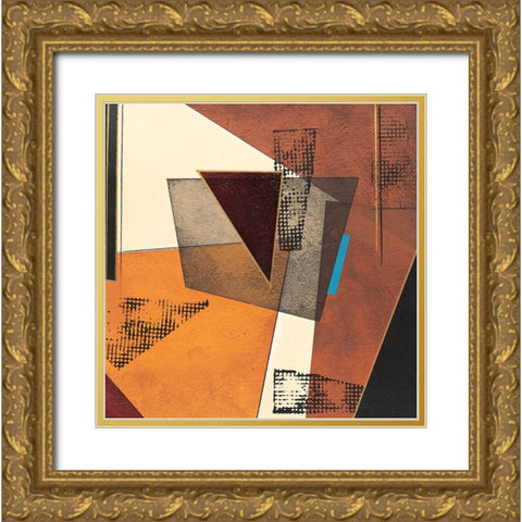 Patchwork Collage Abstract I Gold Ornate Wood Framed Art Print with Double Matting by Unknown