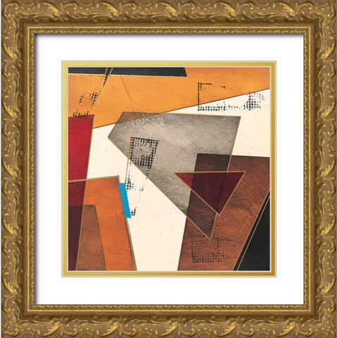 Patchwork Collage Abstract II Gold Ornate Wood Framed Art Print with Double Matting by Unknown