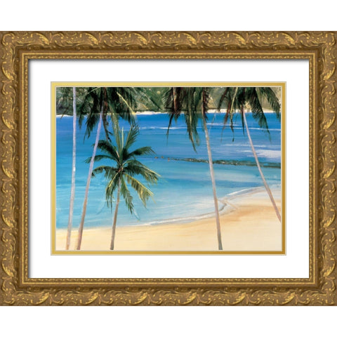 Palm Trees I Gold Ornate Wood Framed Art Print with Double Matting by Unknown