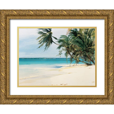 Palm Trees II Gold Ornate Wood Framed Art Print with Double Matting by Unknown