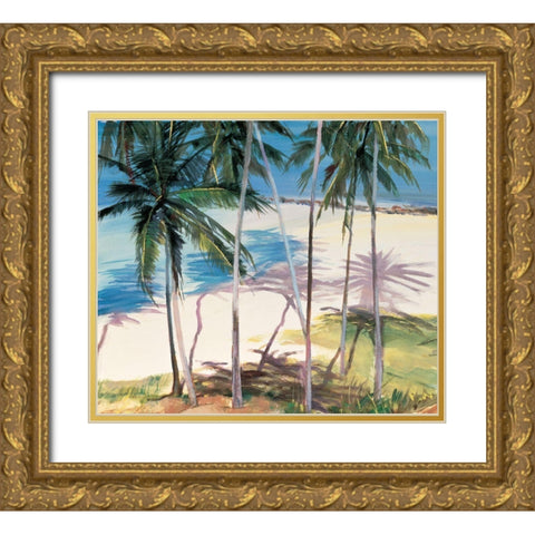 Palm Trees III Gold Ornate Wood Framed Art Print with Double Matting by Unknown