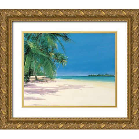 Palm Trees IV Gold Ornate Wood Framed Art Print with Double Matting by Unknown
