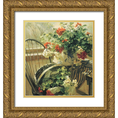 Chair Floral I Gold Ornate Wood Framed Art Print with Double Matting by Unknown