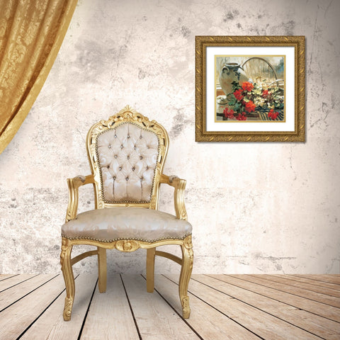 Chair Floral II Gold Ornate Wood Framed Art Print with Double Matting by Unknown
