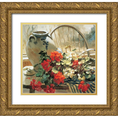 Chair Floral II Gold Ornate Wood Framed Art Print with Double Matting by Unknown
