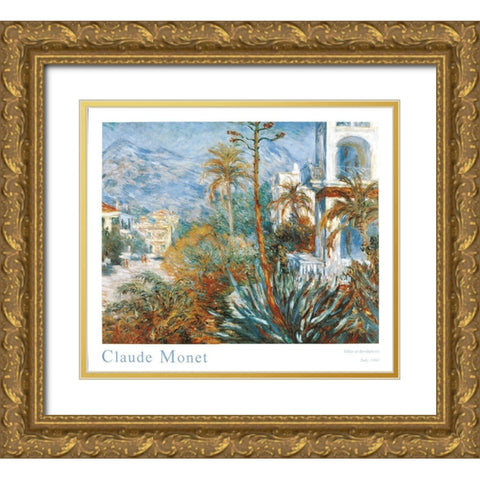 Bordighera Gold Ornate Wood Framed Art Print with Double Matting by Monet, Claude