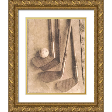 Sepia Golf Gold Ornate Wood Framed Art Print with Double Matting by Unknown
