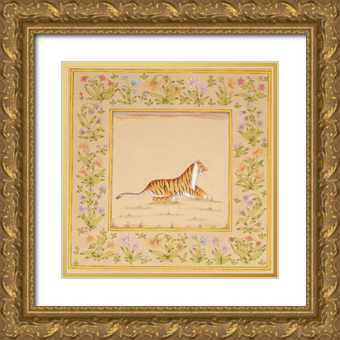 Tiger Gold Ornate Wood Framed Art Print with Double Matting by Unknown