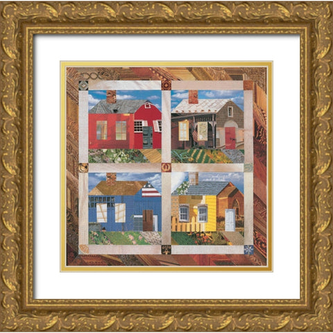 Tapestry of Homes Gold Ornate Wood Framed Art Print with Double Matting by Unknown