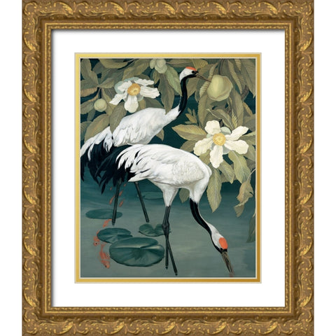 King Fisher Gold Ornate Wood Framed Art Print with Double Matting by Unknown