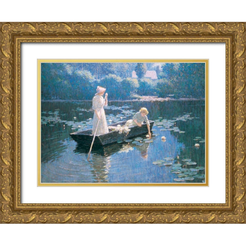 On the Lake Gold Ornate Wood Framed Art Print with Double Matting by Unknown