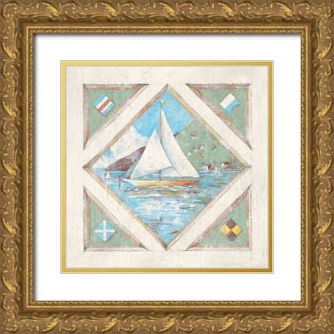 Sailboat II Gold Ornate Wood Framed Art Print with Double Matting by Unknown