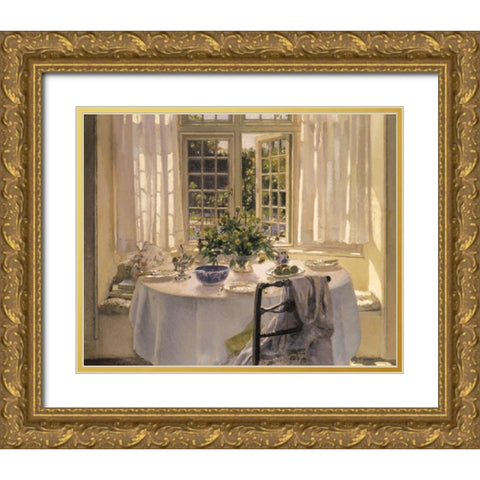 Sur la Fenetre Gold Ornate Wood Framed Art Print with Double Matting by Unknown