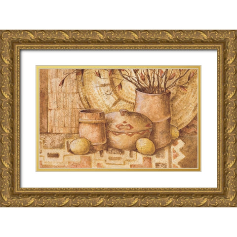Indian Pottery I Gold Ornate Wood Framed Art Print with Double Matting by Unknown