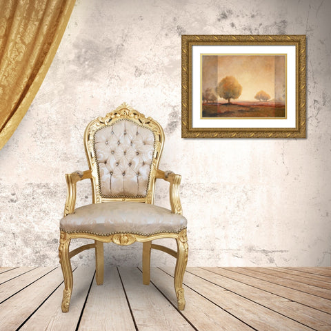Golden Trees II Gold Ornate Wood Framed Art Print with Double Matting by Unknown