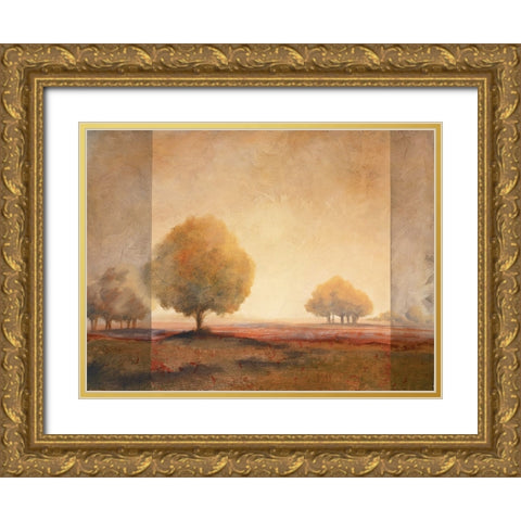 Golden Trees II Gold Ornate Wood Framed Art Print with Double Matting by Unknown