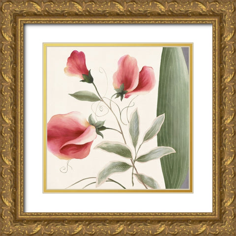 Exotic Floral Modern Gold Ornate Wood Framed Art Print with Double Matting by Unknown