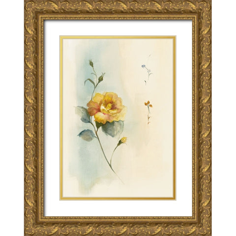 Modern Yellow Rose Gold Ornate Wood Framed Art Print with Double Matting by Unknown