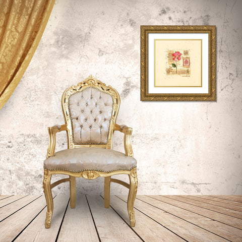 Parisian Pansy II Gold Ornate Wood Framed Art Print with Double Matting by Unknown