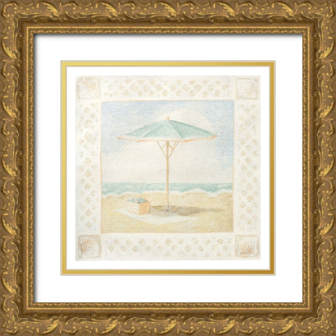 Beach Umbrella I Gold Ornate Wood Framed Art Print with Double Matting by Unknown