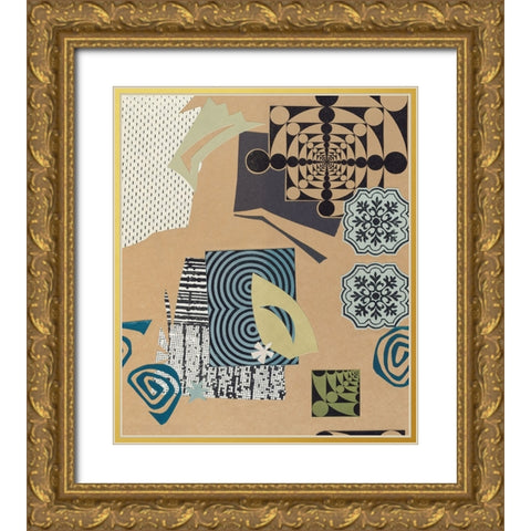 Tile Abstract I Gold Ornate Wood Framed Art Print with Double Matting by Unknown