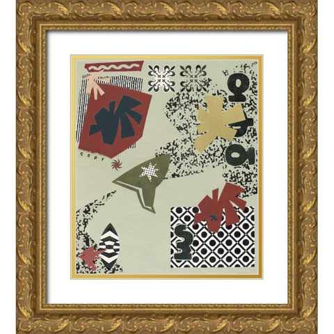 Tile Abstract II Gold Ornate Wood Framed Art Print with Double Matting by Unknown