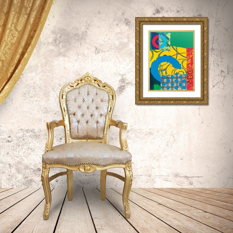Colorful Abstract I Gold Ornate Wood Framed Art Print with Double Matting by Unknown