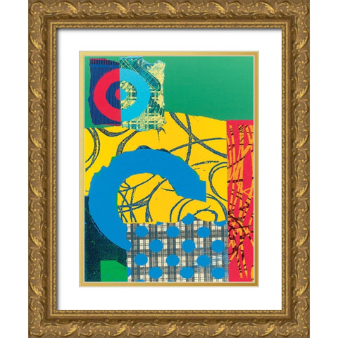 Colorful Abstract I Gold Ornate Wood Framed Art Print with Double Matting by Unknown