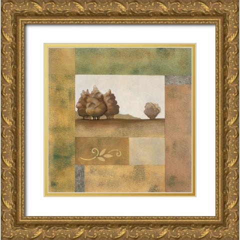 Golden Trees I Gold Ornate Wood Framed Art Print with Double Matting by Unknown
