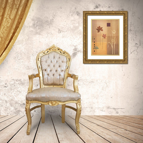 Leaf Abstract II Gold Ornate Wood Framed Art Print with Double Matting by Unknown