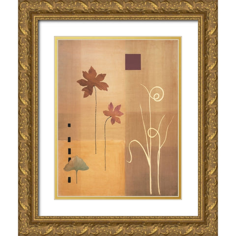 Leaf Abstract II Gold Ornate Wood Framed Art Print with Double Matting by Unknown