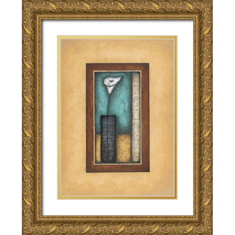 Lily in Vase Gold Ornate Wood Framed Art Print with Double Matting by Unknown