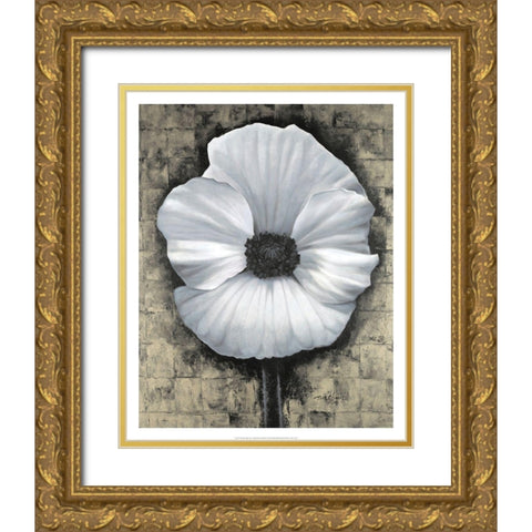 Poppies II Gold Ornate Wood Framed Art Print with Double Matting by Unknown