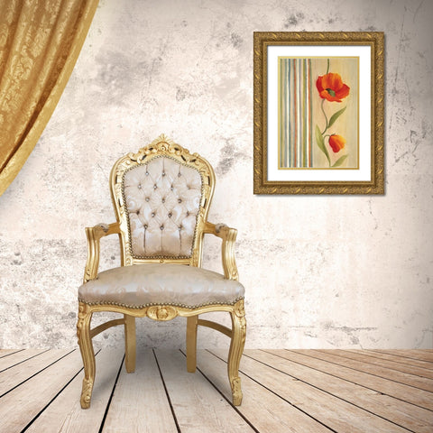 Peony I Gold Ornate Wood Framed Art Print with Double Matting by Unknown