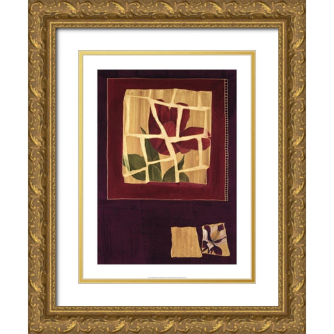 Floral Mosaic Gold Ornate Wood Framed Art Print with Double Matting by Unknown