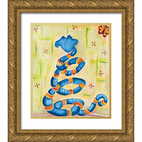 Snakey Gold Ornate Wood Framed Art Print with Double Matting by Unknown