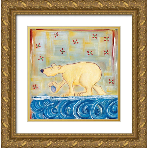 Polar Beary Gold Ornate Wood Framed Art Print with Double Matting by Unknown
