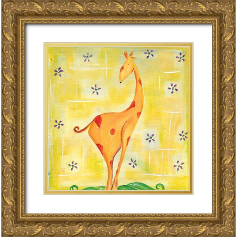 Giraffey Gold Ornate Wood Framed Art Print with Double Matting by Unknown