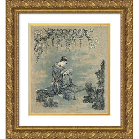 Japanese Garden I Gold Ornate Wood Framed Art Print with Double Matting by Unknown